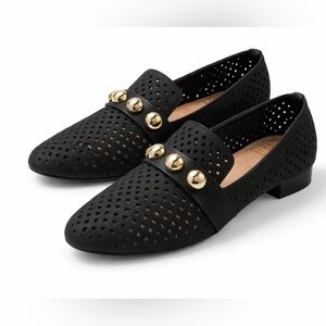 Jane And The Shoe Peyton Black Studded Loafers Comfort Slip On Womens 8.5